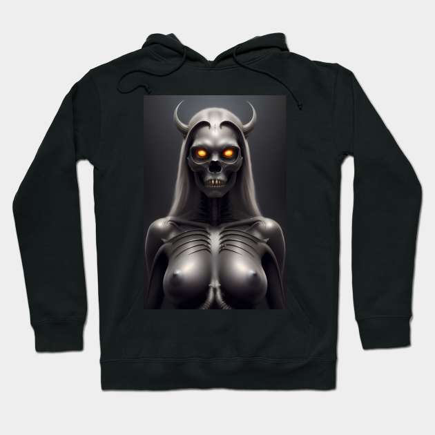 horned skull girl Hoodie by Bespired